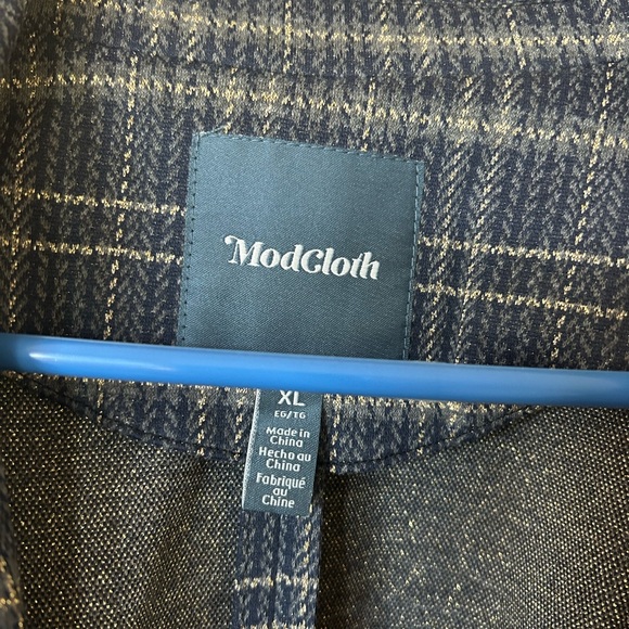 ModCloth Navy Checkered Blazer - Picture 3 of 6